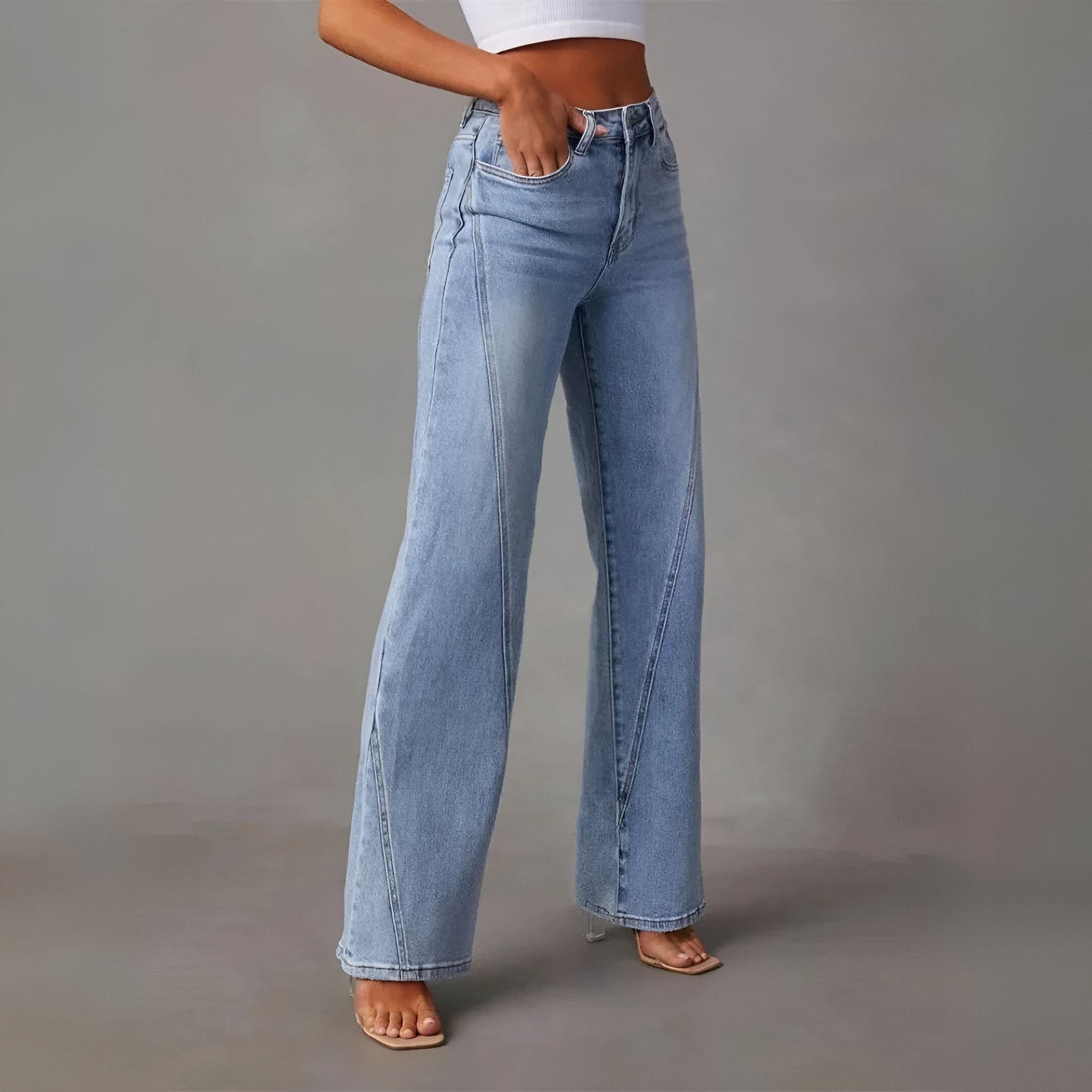 Leokadia | Damen High-Waist Jeans | Weites Bein